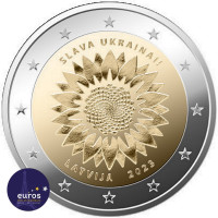 Coincard 2 euros commémorative LETTONIE 2023 - Tournesol Ukrainien – Gloire àL’Ukraine - BU