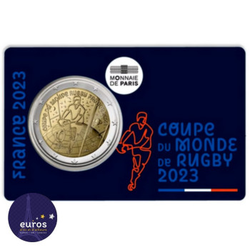 Coincard 2 euros commémorative FRANCE 2023 - Coupê du Monde de Rugby - Brillant Universel