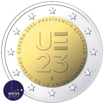 Rouleau 25 pièces de 2€ commémoratives ESPAGNE 2023 - Conseil de l'Union Européenne - UNC