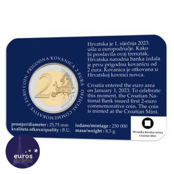 Coincard 2 euros commémorative CROATIE 2023 - Introduction de l'Euro - UNC Euros d Ici et d Ailleurs