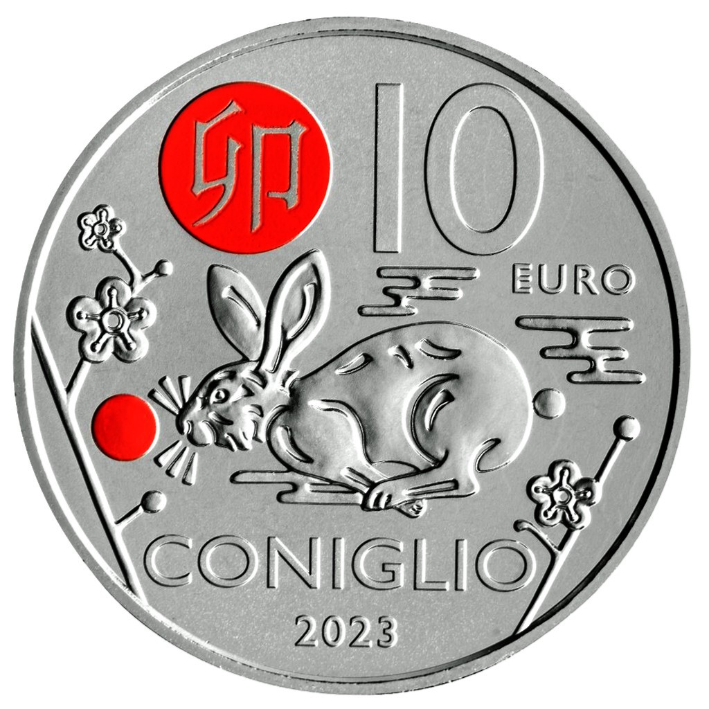 10 euros commémorative SAINT MARIN 2023 - Calendrier Lunaire Chinois - Le Lapin - UNC (4)  Euros d'Ici et d'Ailleurs