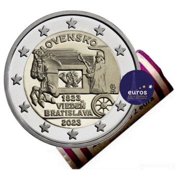 Rouleau 25 x 2 euros commémoratives SLOVAQUIE 2023 - Service Postal Express Vienne-Bratislava en Hippomobiles - UNC