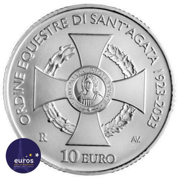 10 euros commémorative SAINT MARIN 2023 - Centenaire de l'institution de l'Ordre équestre de Sainte-Agathe Argent Belle Épreuve