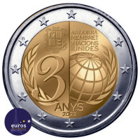 2 euros commémorative ANDORRE 2023 - Adhésion de la Principauté aux Nations Unis - Brillant Universel