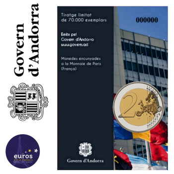 Coincard blister 2 euros commémorative ANDORRE 2023 - Adhésion de la Principauté aux Nations Unis - Brillant Universel