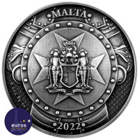 Avers de la pièce de de la pièce de 10 euros MALTE 2023 - Knights of the Past - Argent 2oz - Finition Antique Haut Relief