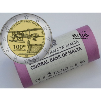 Rouleau 25 x 2 euros commémoratives Malte 2015 - 1er Vol Commercial