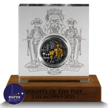 Revers de la pièce de 10 euros MALTE 2023 - Knights of the Past - Argent 2oz - Finition Antique Haut Relief