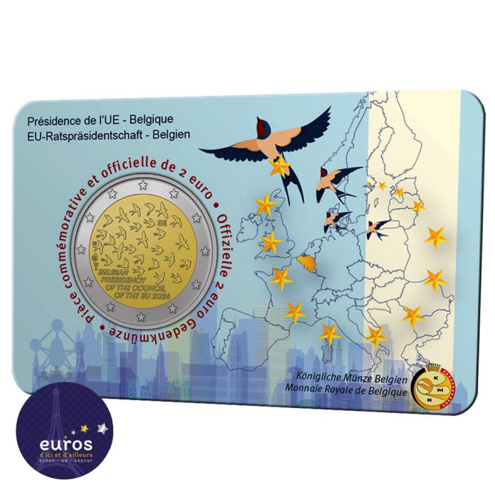 BELGIUM 2 Euro Coin 2024 - EU presidency - BU in Coincard FR