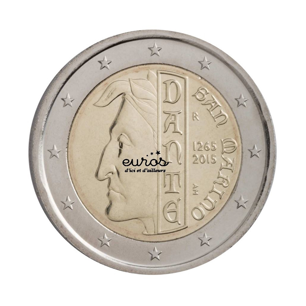 Pièce de 2 euros commémorative SAINT MARIN 2015 - Dante Alighieri - BU