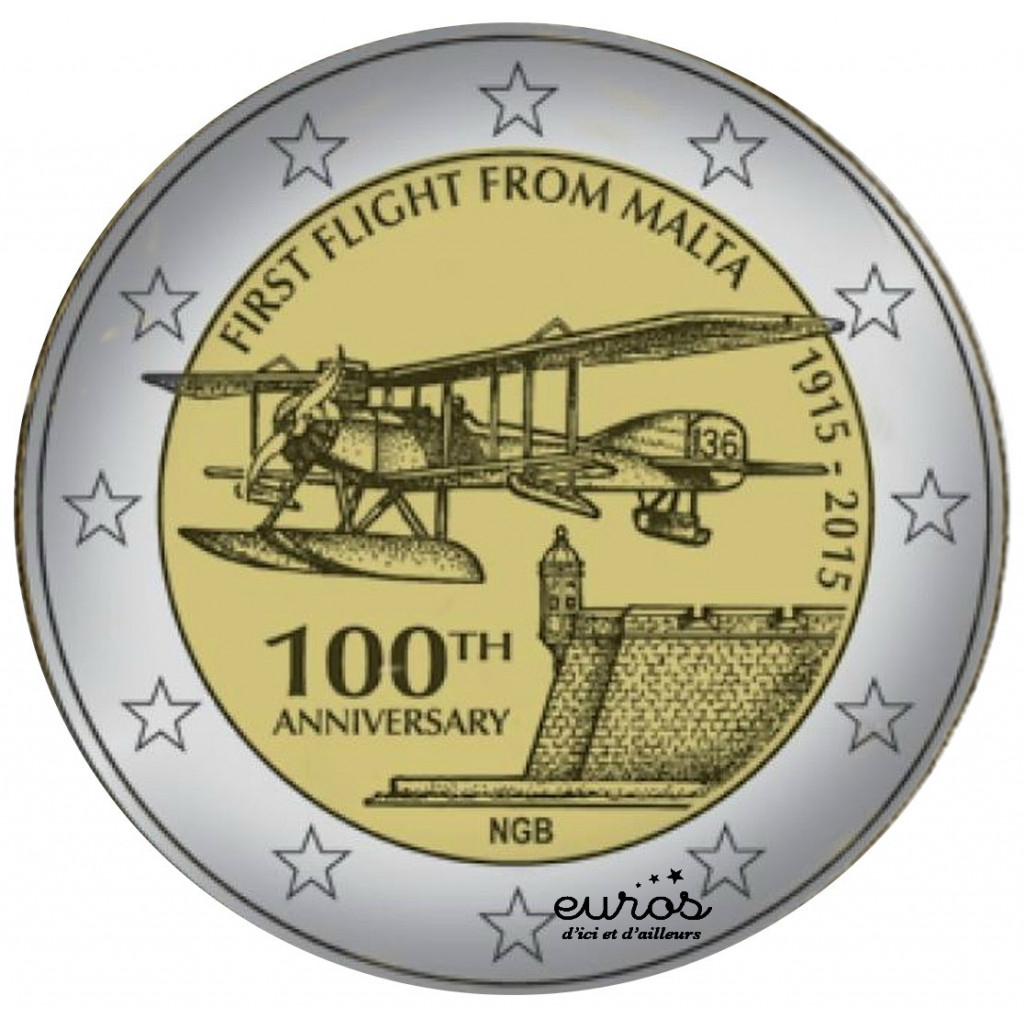 2 euros commémorative MALTE 2015 - 1er vol commercial de Malte