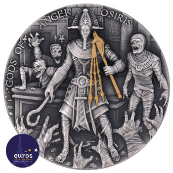 NIUE ISLAND 2023 - Dieux de la colère : Osiris - 2oz Silver 999,99‰ - Finition Antique, Haut Relief