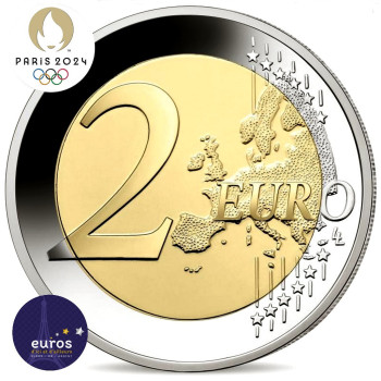 Revers de la pièce de 2 euros commémorative FRANCE 2024 - Jeux Olympiques Paris 2024 - Brillant Universel