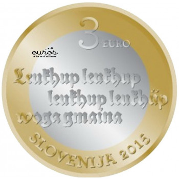 3 euros SLOVÉNIE 2015 - 500ème Anniversaire du 1er Texte Imprimé en Slovène - UNC