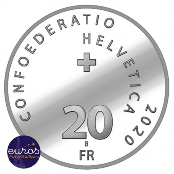 Avers de la pièce de SUISSE 2020 - 20 francs CHF - Roger Federer - argent 835‰