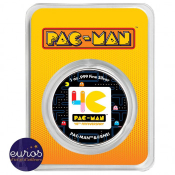 Avers du coincard NIUE 2020 - 2$ NZD PAC-MAN™ Couleur - 1oz argent
