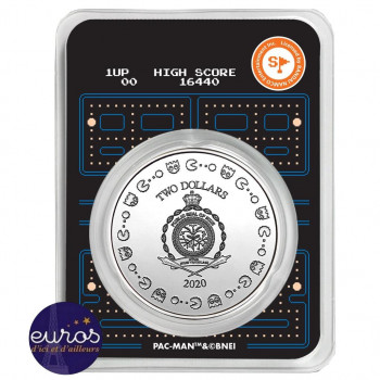 Avers du coincard NIUE 2020 - 2$ NZD PAC-MAN™ Couleur - 1oz argent