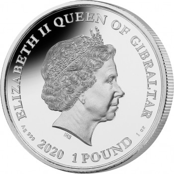 Avers de la pièce GIBRALTAR 2020 représentant le trophée  de la coupe de l'UEFA 2020™
