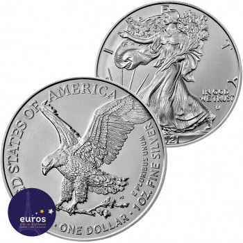 Avers et revers de la pièce Silver Eagle Type 2 - Etats-Unis 2021 - 1oz argent - Bullion