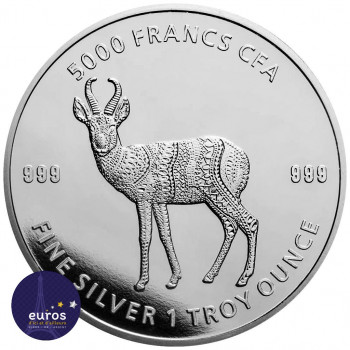 Avers de la pièce TCHAD 2021 - Mandala Antilope - Mandala Wildlife - 1oz argent n° 6