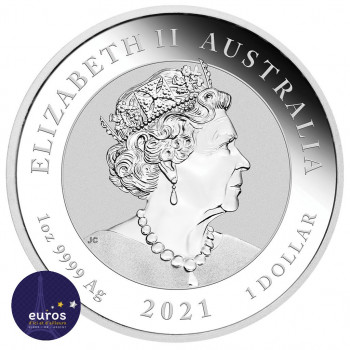Avers de la pièce d'une once en argentAUSTRALIE 2021 - 1$ AUD - Le Quokka - 1oz argent - Bullion