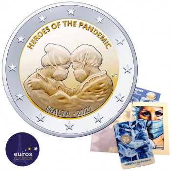 2 euros commémorative MALTE 2021 - Héros de la Pandémie - Coincard BU