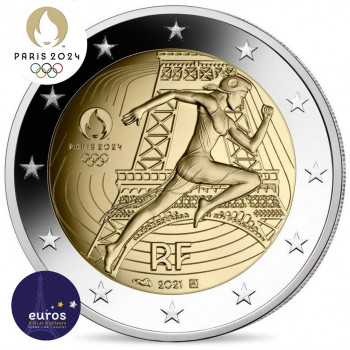 Avers de la pièce de 2 euros commémorative FRANCE 2021 - Jeux Olympiques Paris 2024