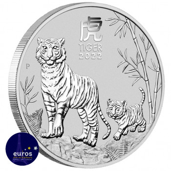 Avers de la pièce d'investissement AUSTRALIE 2022 - 0,50$ AUD - L'Année du Tigre - 1/2oz argent - Bullion