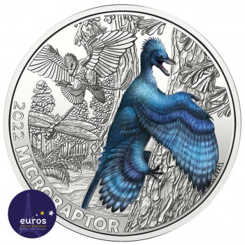 Avers de la pièce de 3 euros AUTRICHE 2022 - Microraptor, le plus petit Dinosaure - Série Dinosaures