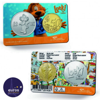 Coincard 50 euro-cents et Médaille PAYS-BAS 2022 - Loeki, le Lion - Brillant Universel avers + revers