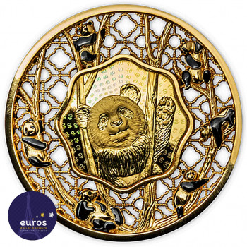 ÎLES SALOMON 2022 - 5$ SBD - Les 40 ans du Panda Chinois - 2oz argent / Plaquée or 24K - Belle Épreuve