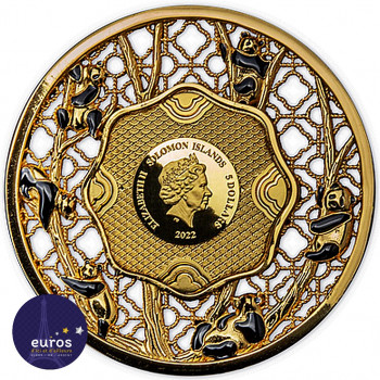 ÎLES SALOMON 2022 - 5$ SBD - Les 40 ans du Panda Chinois - 2oz argent / Plaquée or 24K - Belle Épreuve