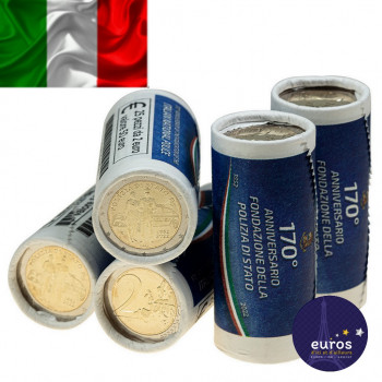 Rouleau estampillé 25 x 2 euros commémoratives ITALIE 2022 - 170 ans de la Police Nationale Italienne - UNC