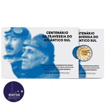 2 euros commémorative PORTUGAL 2022 - Première traversée aérienne de l'Atlantique Sud - Belle Épreuve