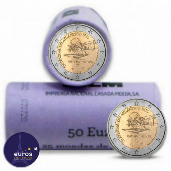 Rouleau 25 x 2 euros commémoratives PORTUGAL 2022 - Première traversée aérienne de l'Atlantique Sud - UNC