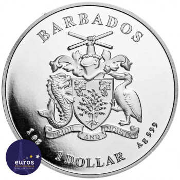 ILE de la BARBADE 2022 - 1$ BBD - Pélican des Caraïbes - 1oz argent - Bullion