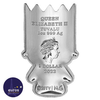TUVALU 2022 - Bart Simpsons™ - Minted Mini Coin - 1 oz argent 999‰ - Brillant Universel