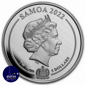 Avers et revers de la pièce d'investissement ÎLES SALOMON 2022 - Looney Tunes™ - Daffy Duck - 1oz once argent 999,99‰