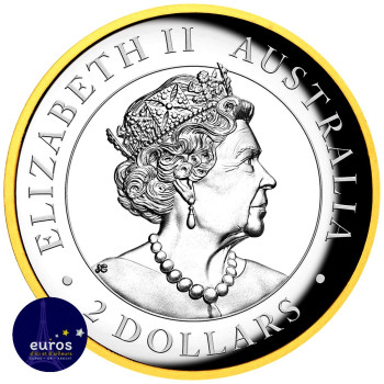 AUSTRALIE 2022 - 2$ AUD - Kookaburra - 2oz argent 999,99‰ et plaquage or 24 carats - Haut Relief, Belle Épreuve